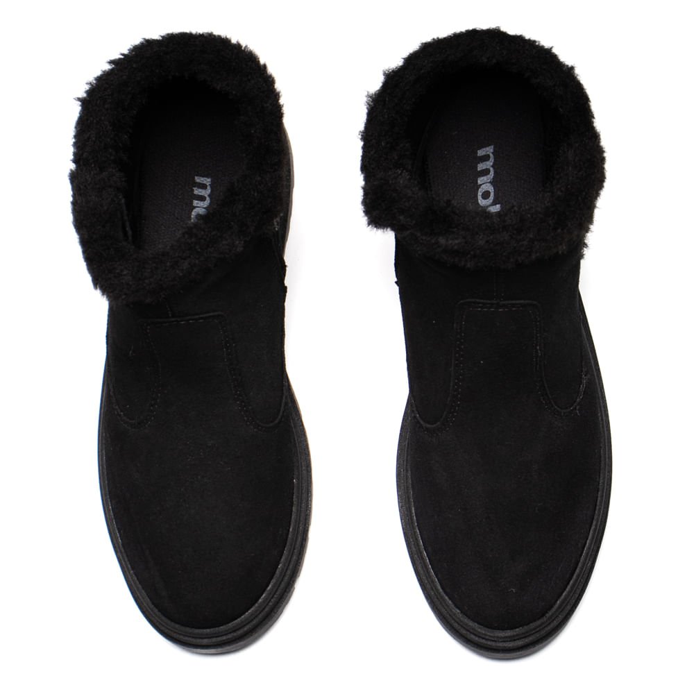 Coturno Feminino Moleca Camurção Pelo Inverno Preto Preto 4
