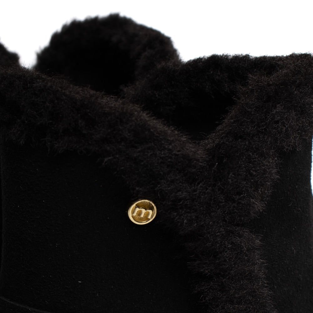 Coturno Feminino Moleca Camurção Pelo Inverno Preto Preto 5