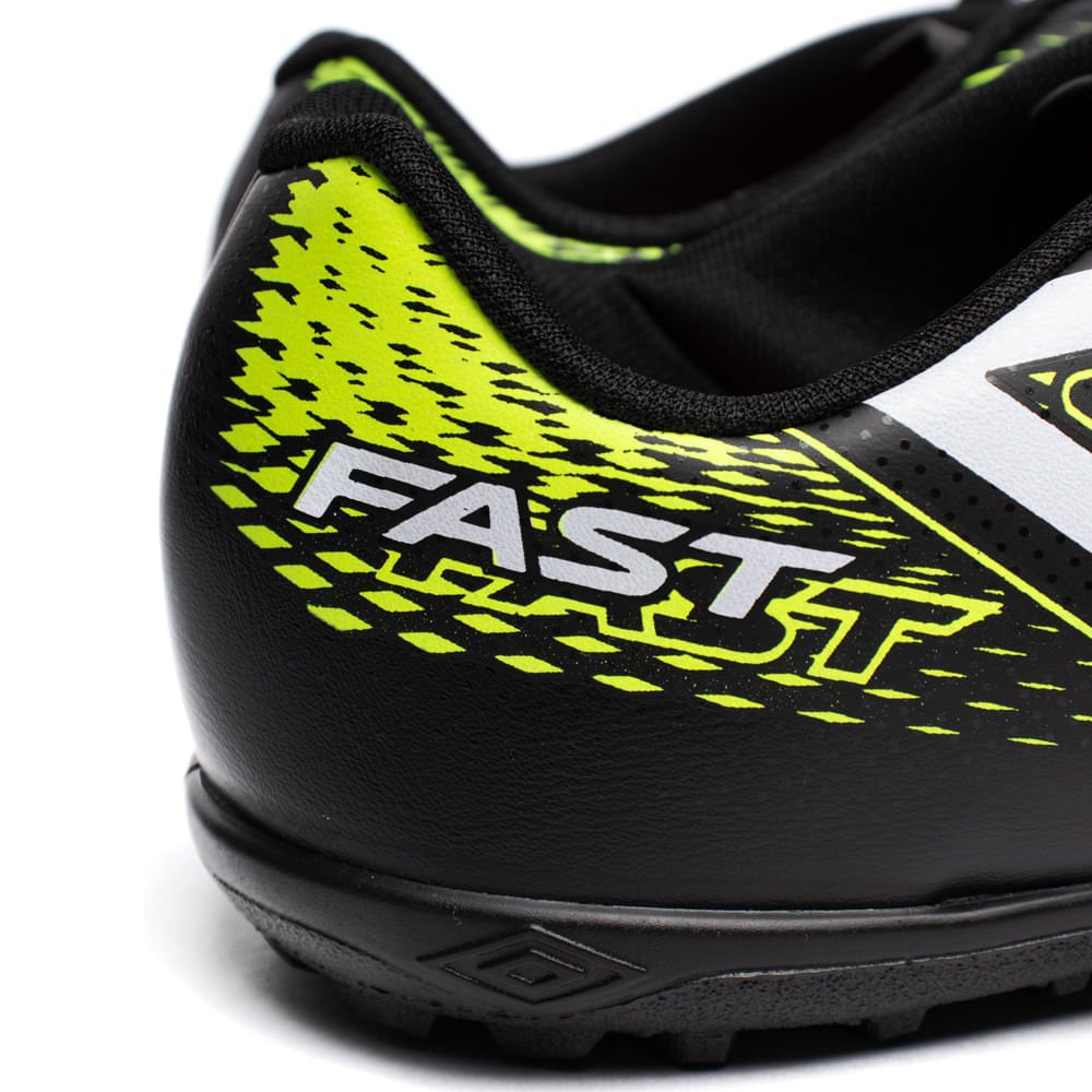 Chuteira Society Umbro Fast II Esportiva Preto/Verde Preto 5