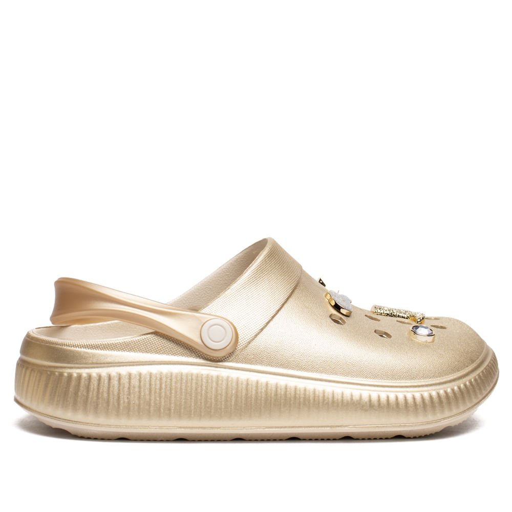 Sandália Babuche Feminina Moleca Collab Ana Castela Dourado