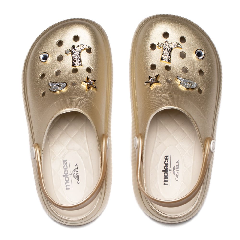 Sandália Babuche Feminina Moleca Collab Ana Castela Dourado Dourado 4