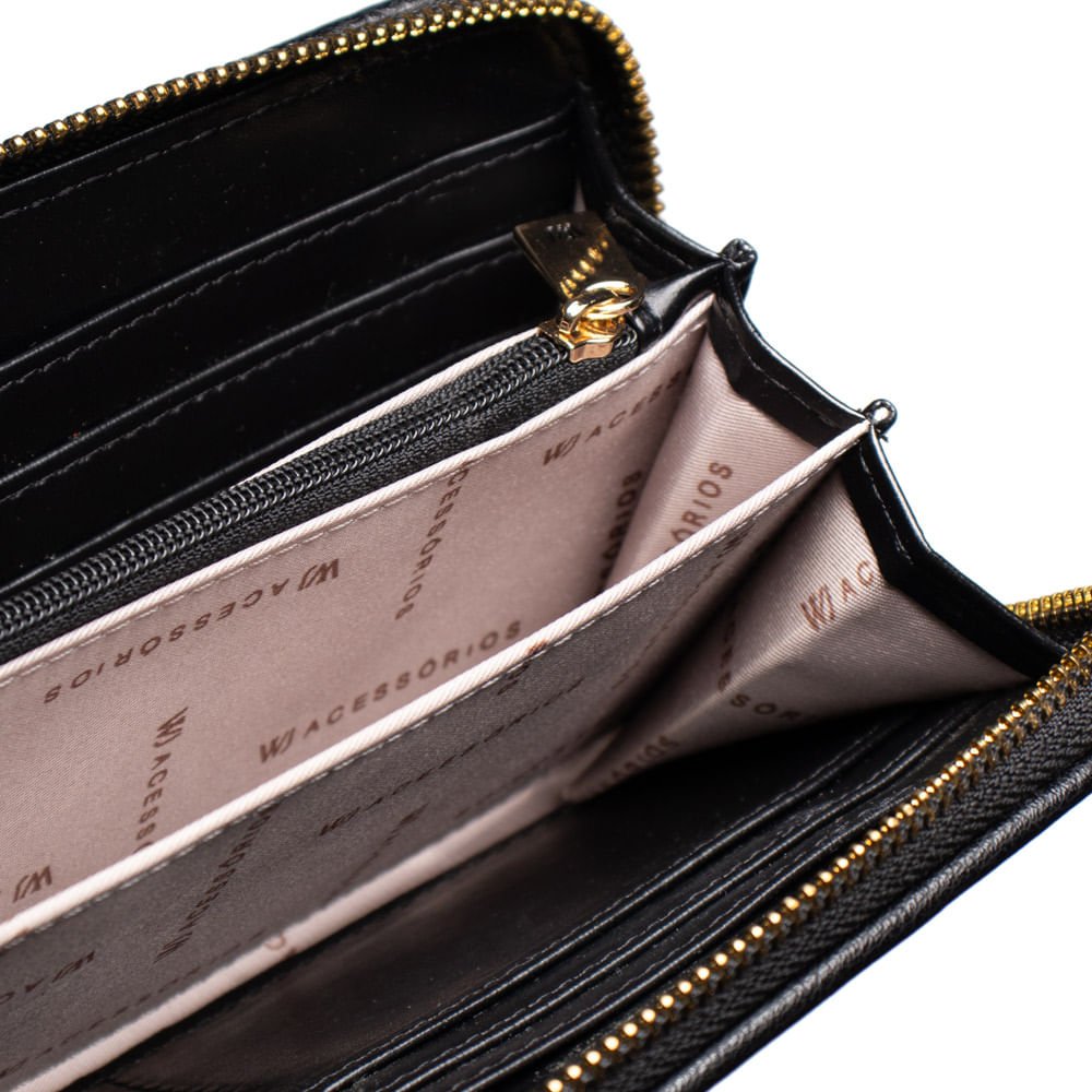 Carteira Feminina WJ Burnished Moderna Preto Preto 3