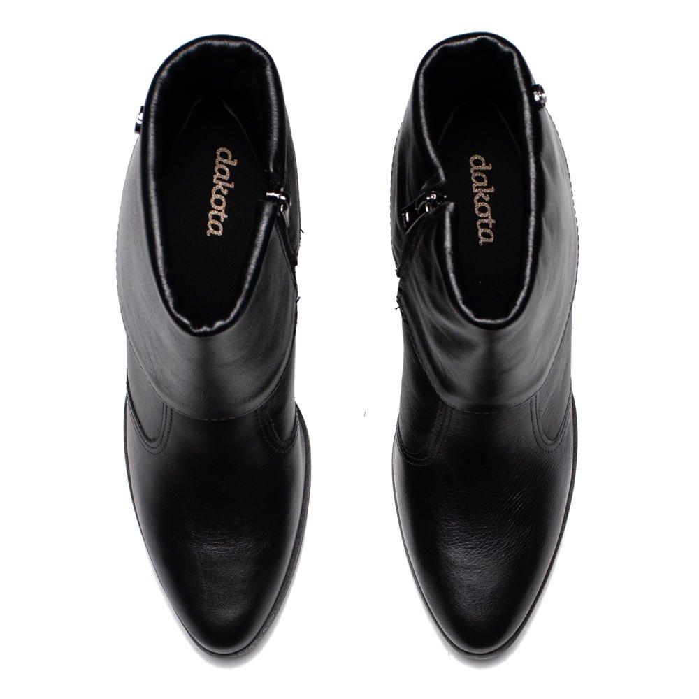 Bota Feminina Dakota Cano Curto Couro Preto Preto 4