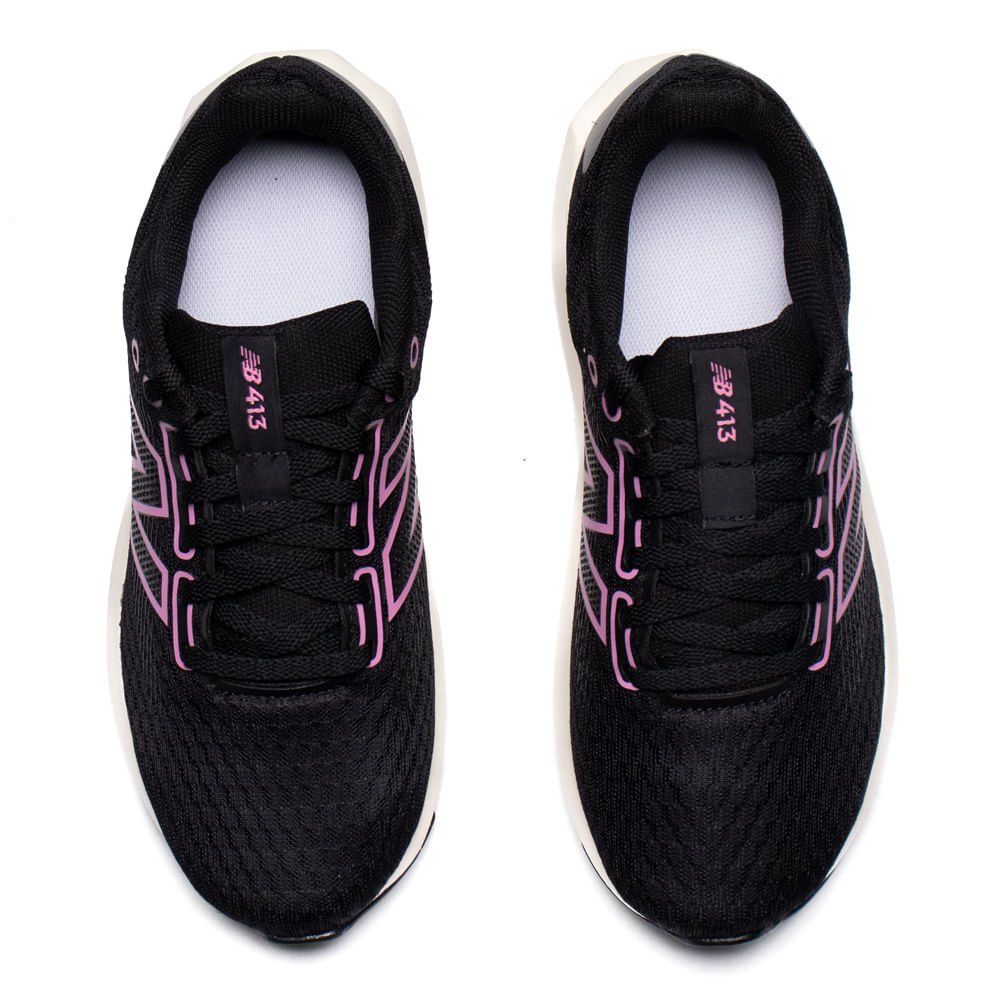 Tênis Feminino New Balance 413 V3 Esportivo Preto/Rosa Preto 4