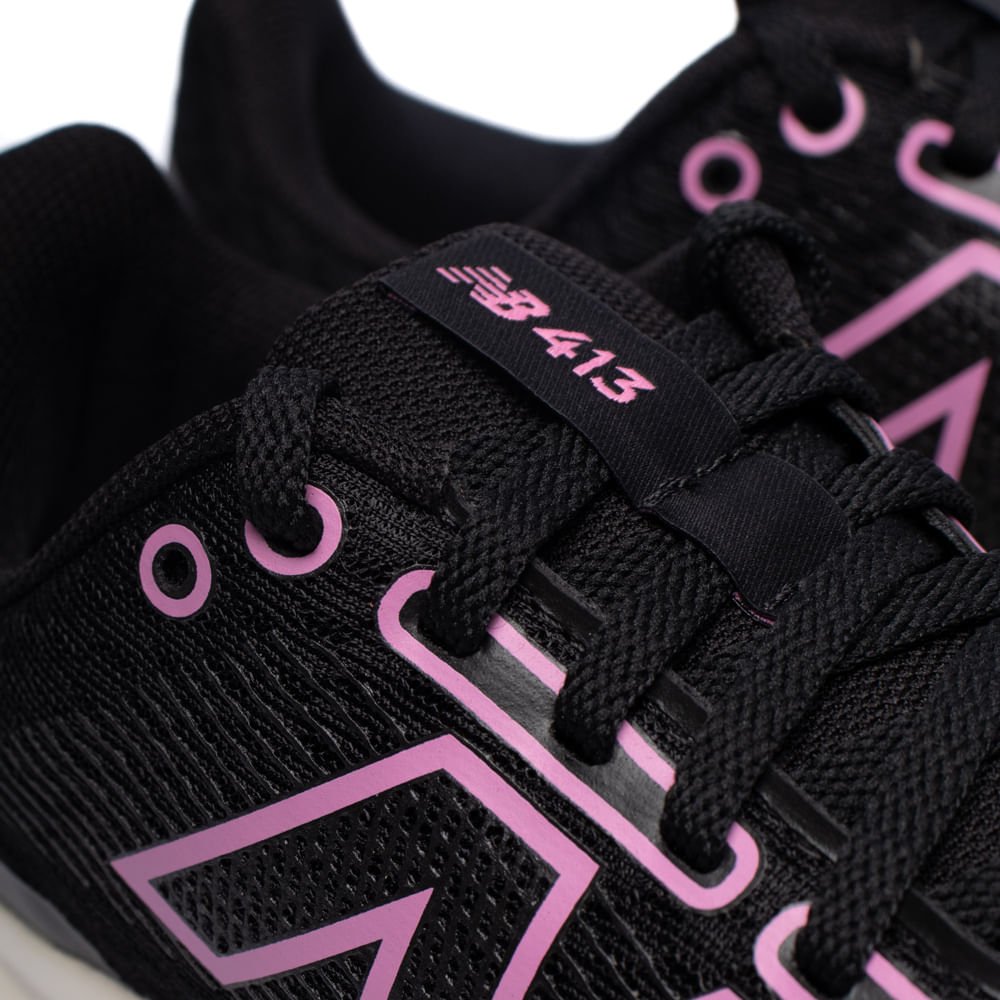 Tênis Feminino New Balance 413 V3 Esportivo Preto/Rosa Preto 5