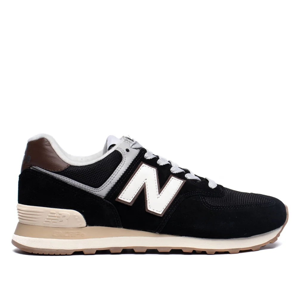 Tênis Masculino New Balance 574 ENCAP Couro Preto/Marrom Preto