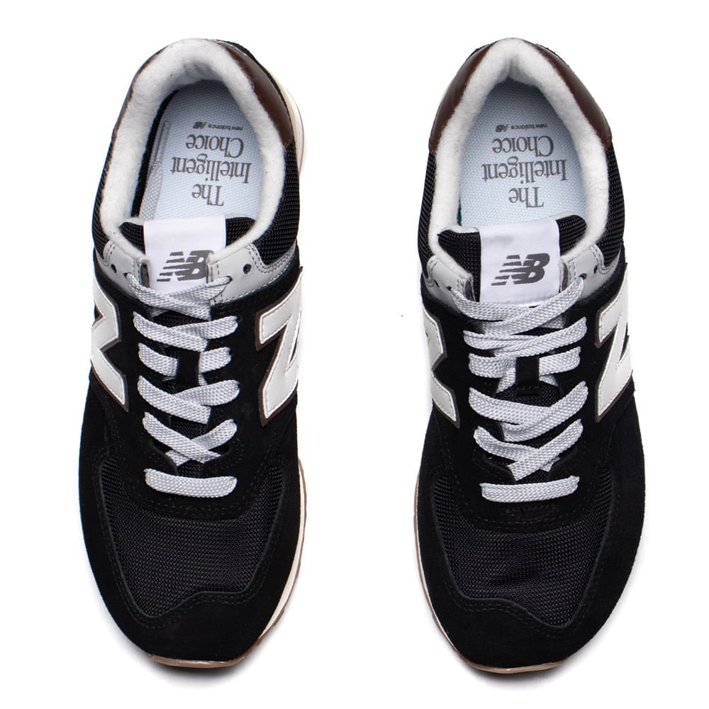 Tênis Masculino New Balance 574 ENCAP Couro Preto/Marrom Preto 4