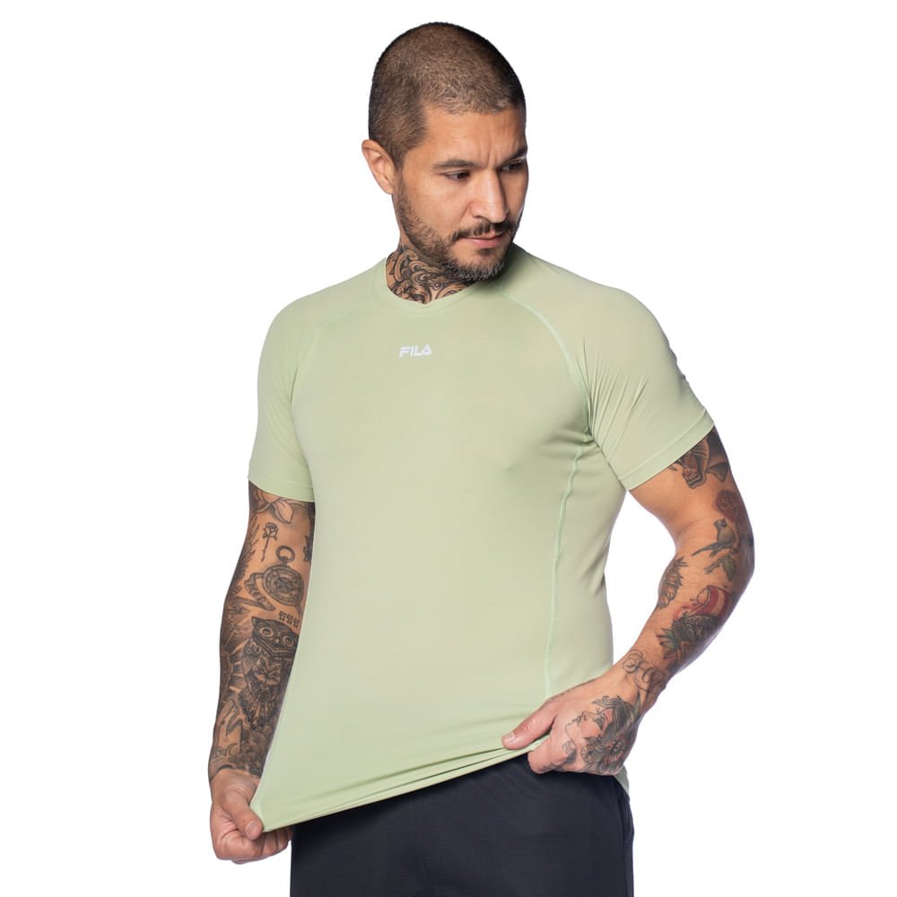 Camiseta Masculina Fila Bio III Tecnológica Verde Claro