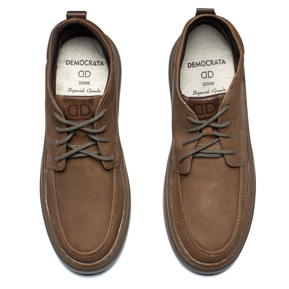 Bota Masculina Democrata Grid Cano Médio Casual Couro Marrom Marrom 4