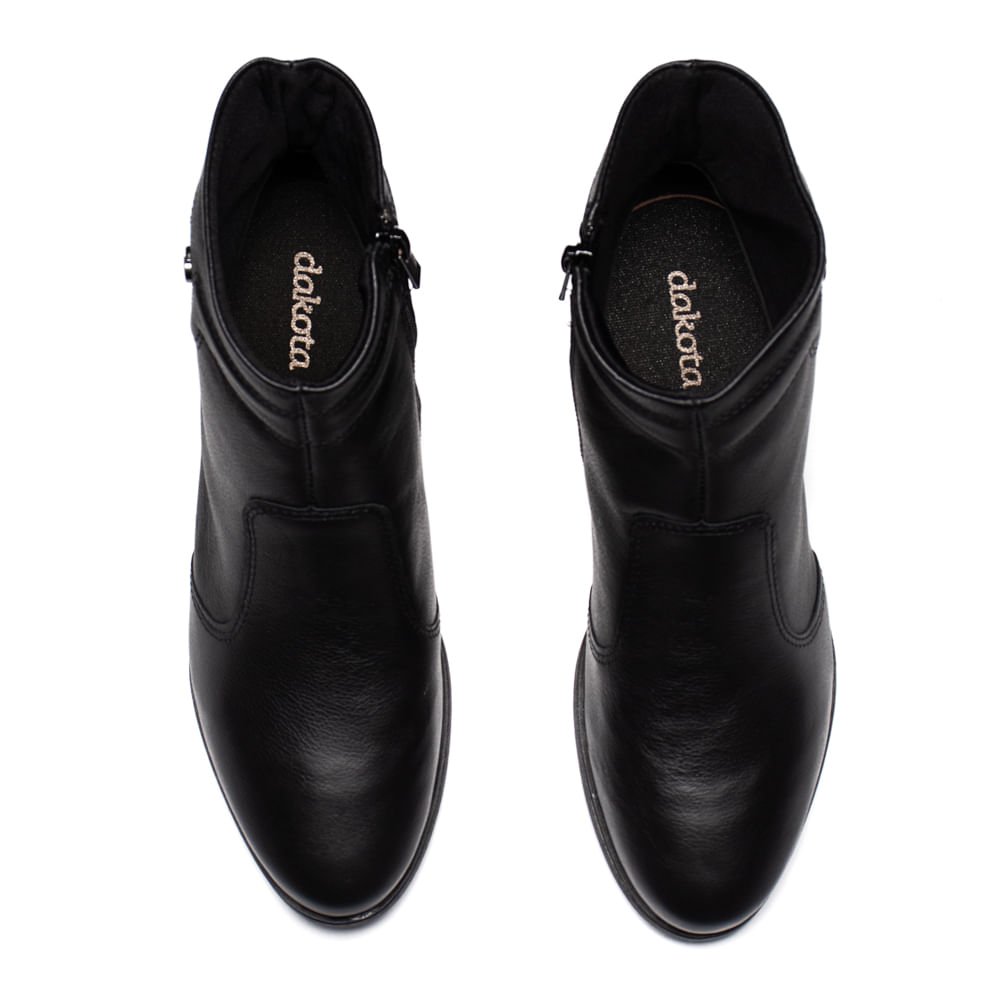 Bota Feminina Dakota Cano Médio Couro Casual Preto Preto 4