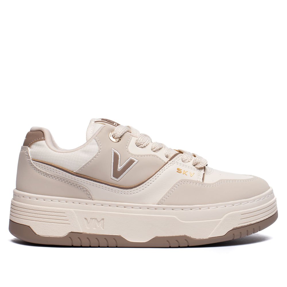 Tênis Feminino Via Marte Casual Napa Nobuck Off White/Bege