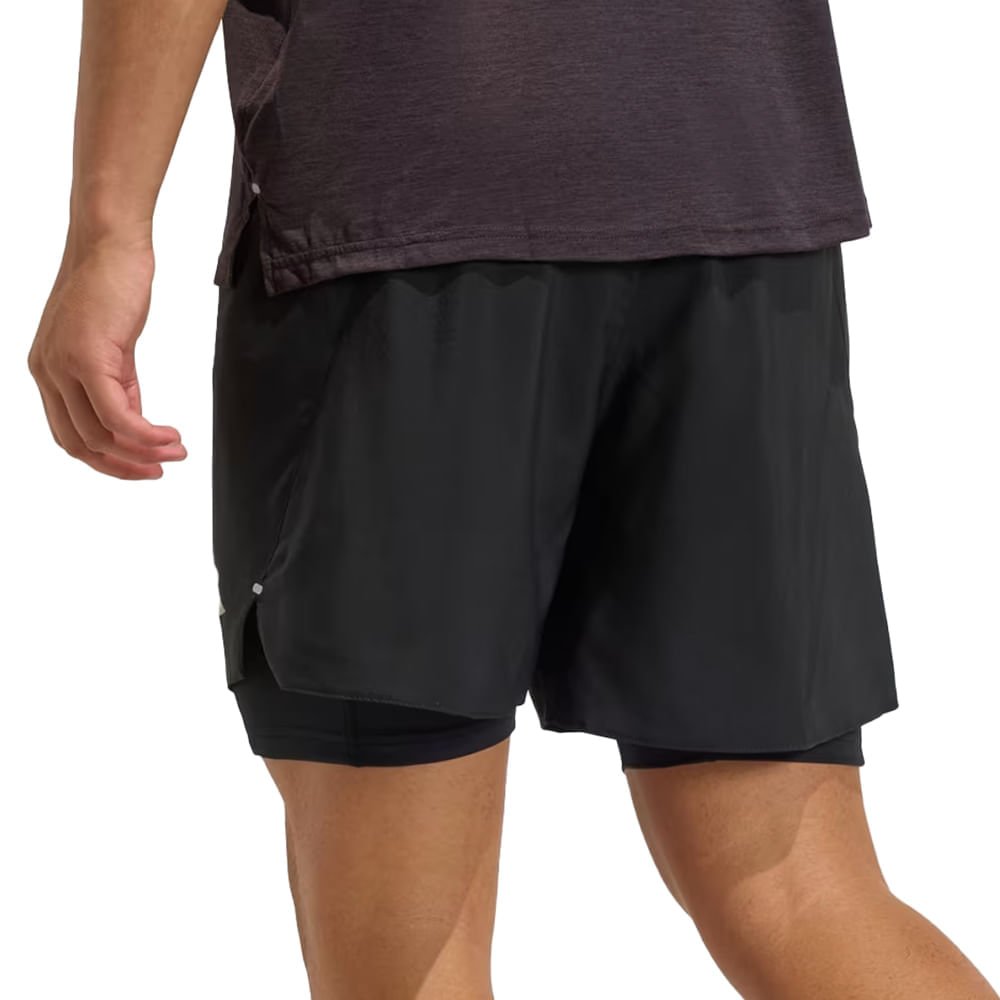 Calção Masculino Adidas 2 em 1 Esportivo Refletivo Preto Preto 2