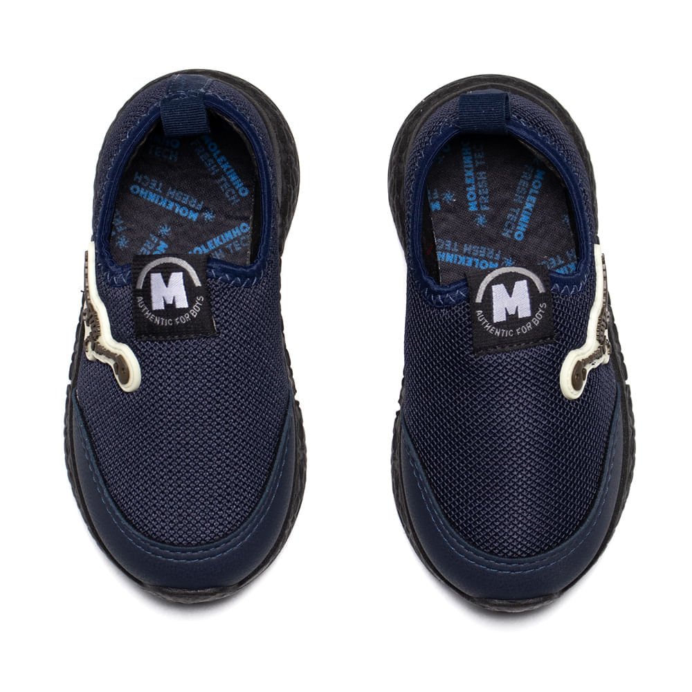 Tênis Infantil Molekinho Casual Mesh Dinossauro Marinho Azul Marinho 4