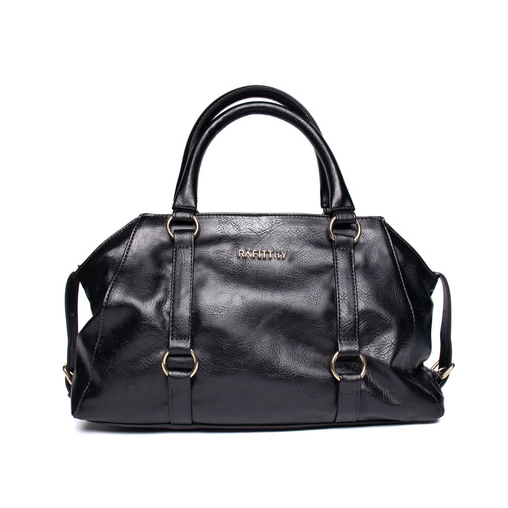 Bolsa Feminina Rafitthy Tiracolo Pequena Burnished Preto Preto