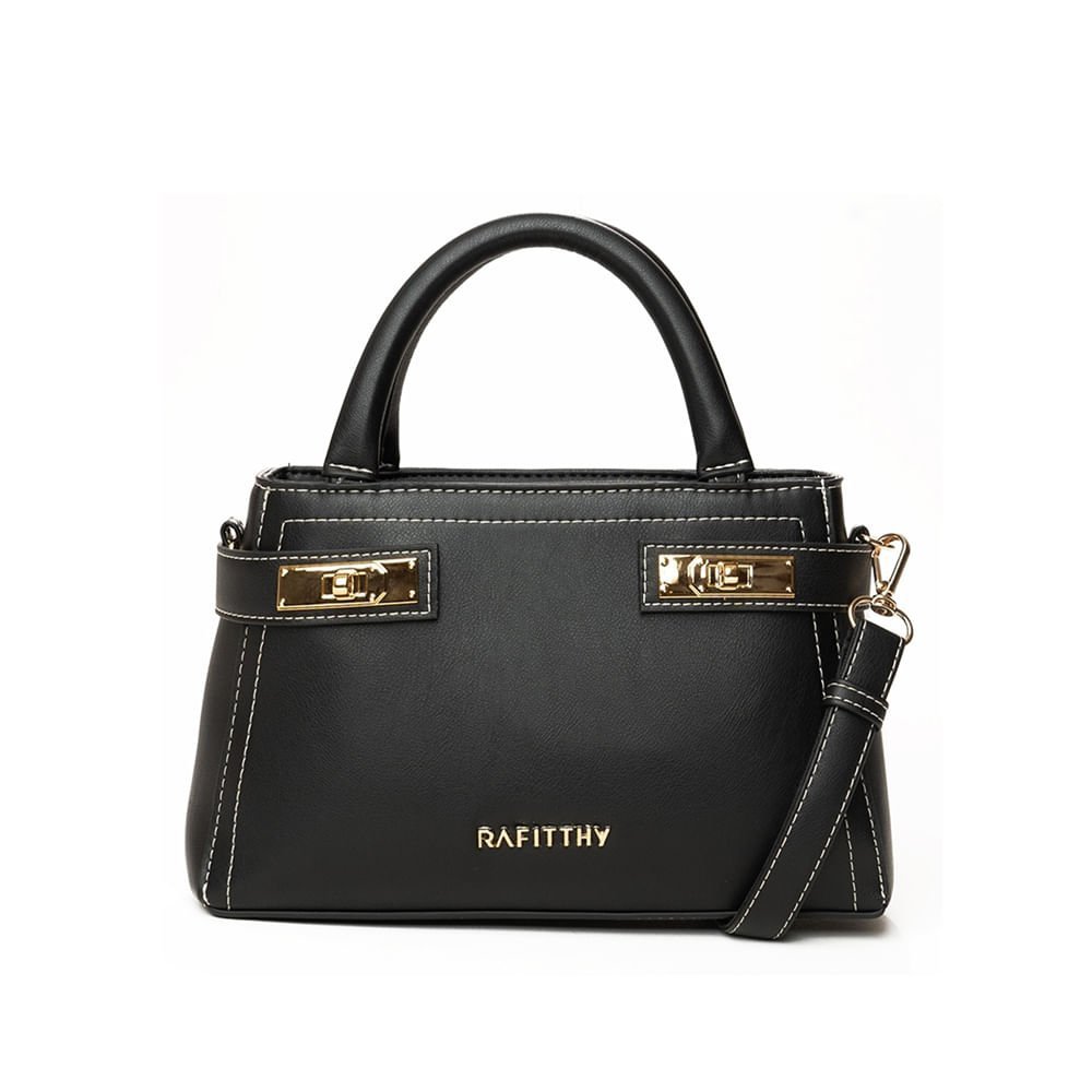Bolsa Feminina Rafitthy Tote Pequena Preto Preto 1