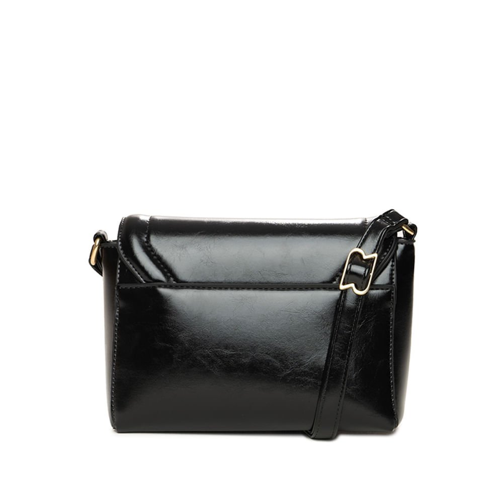 Bolsa Feminina Rafitthy Transversal Pequena Verniz Preto Preto 2
