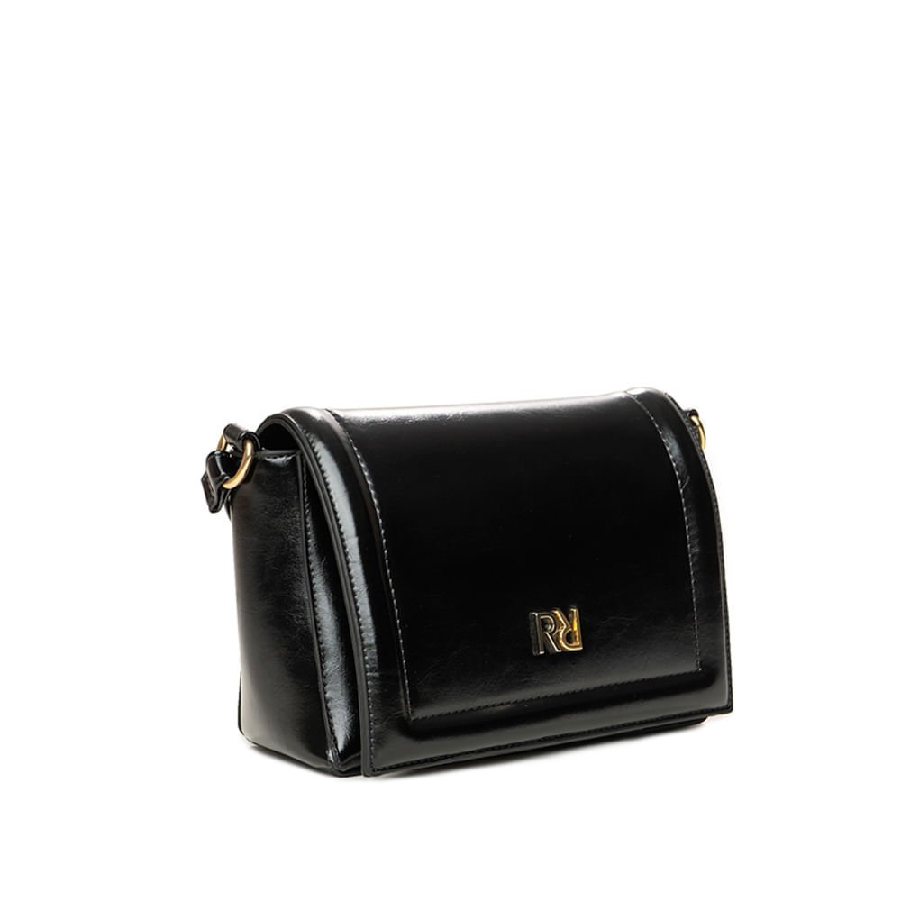 Bolsa Feminina Rafitthy Transversal Pequena Verniz Preto Preto 3