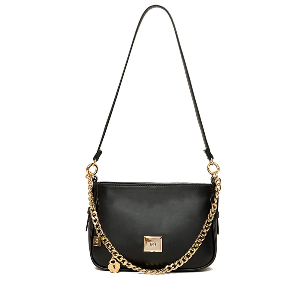 Bolsa Feminina Rafitthy Tote Pequena Correntinhas Preto