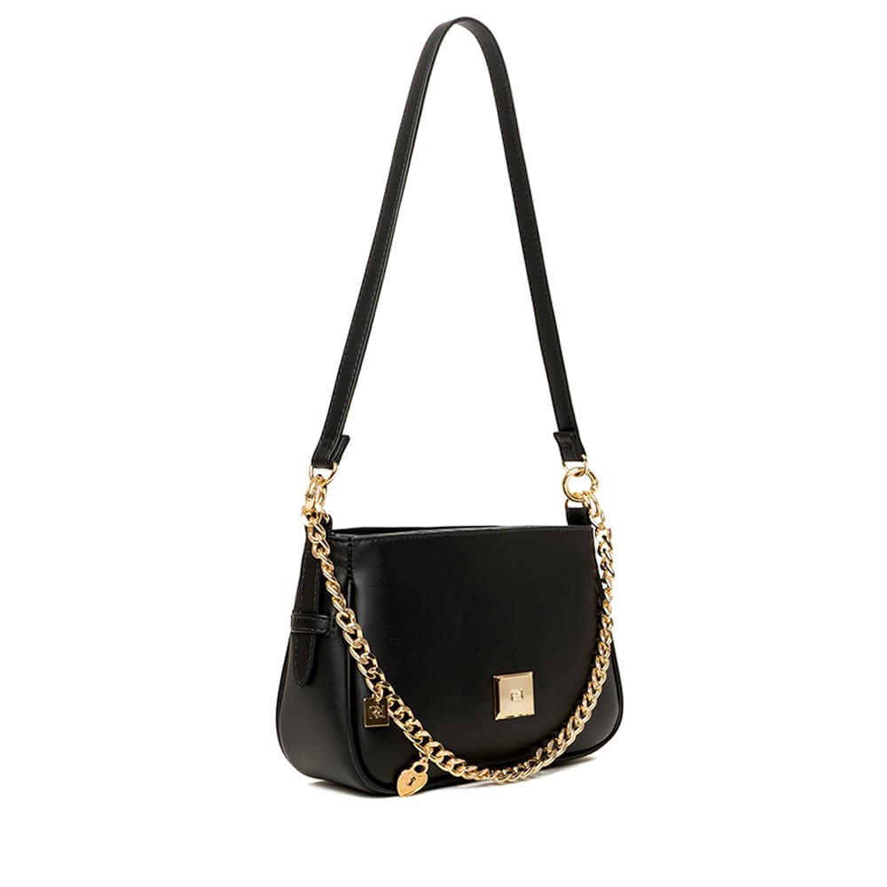 Bolsa Feminina Rafitthy Tote Pequena Correntinhas Preto Preto 3