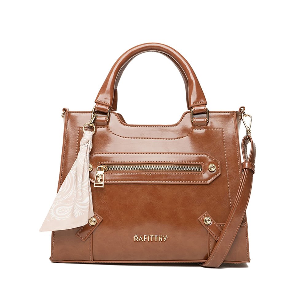 Bolsa Feminina Rafitthy Tote Média Envernizado Caramelo Caramelo