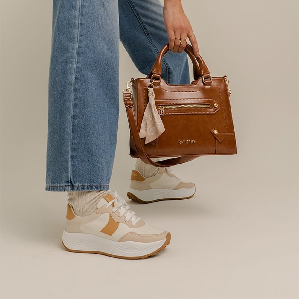 茶 Rafy Bolsa Feminina Rafitthy Tote Média Envernizado Caramelo Caramelo