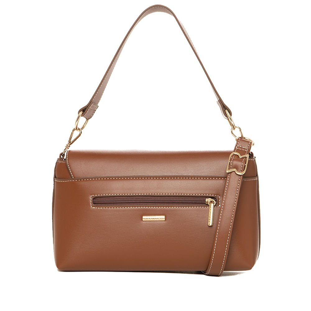 Bolsa Feminina Rafitthy Tote Pequena Costura Aparente Marrom Marrom 2