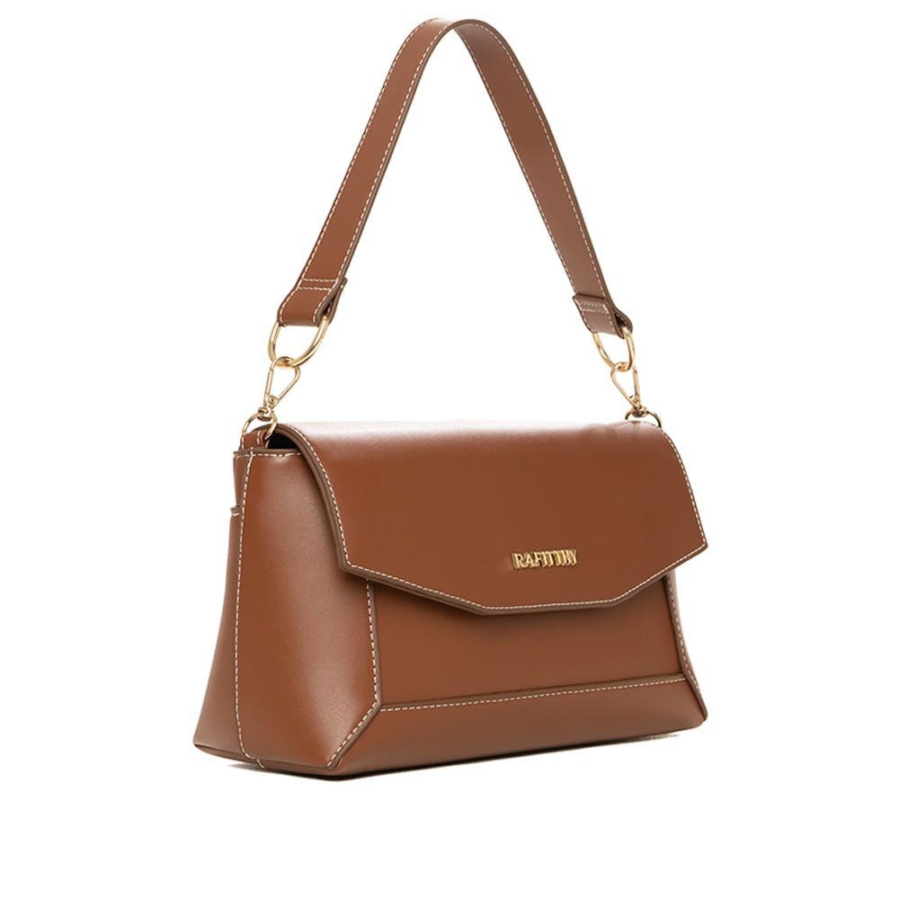 Bolsa Feminina Rafitthy Tote Pequena Costura Aparente Marrom Marrom 3