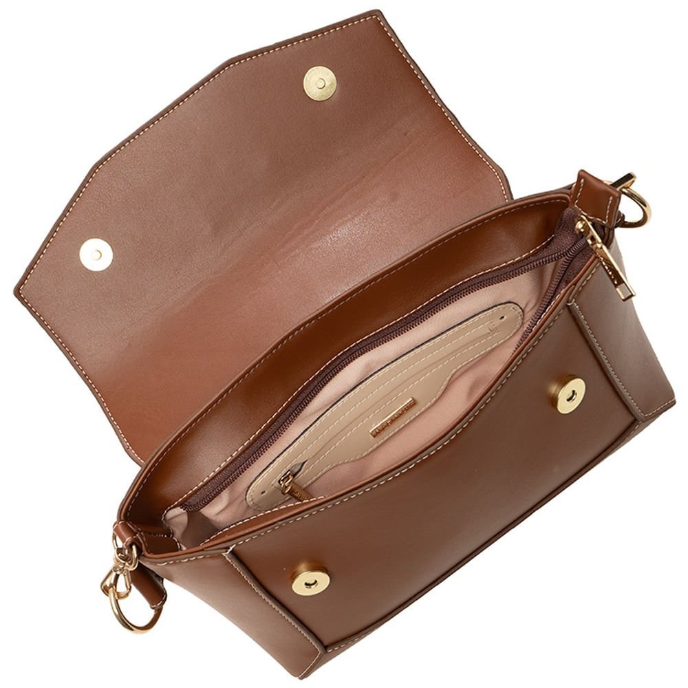 Bolsa Feminina Rafitthy Tote Pequena Costura Aparente Marrom Marrom 4