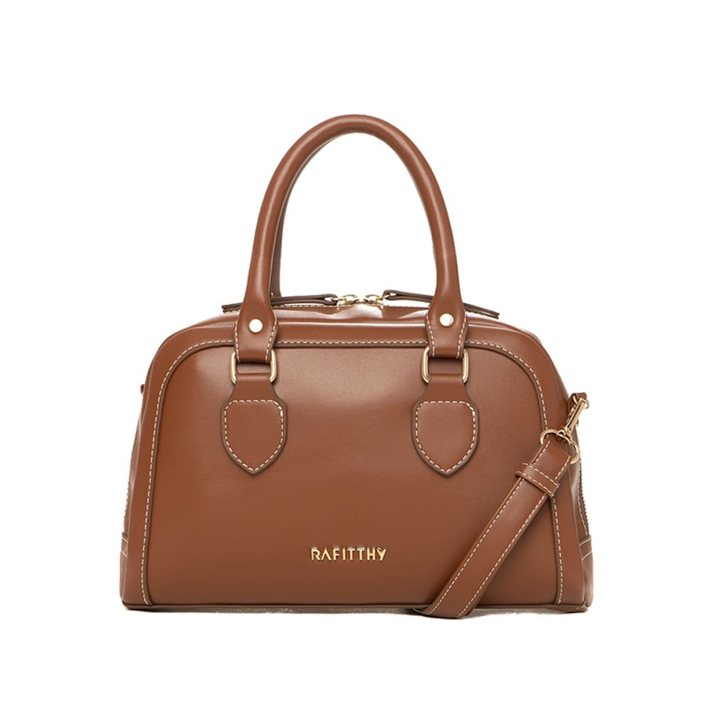 Bolsa Feminina Rafitthy Tote Pequena Costuras Caramelo Caramelo