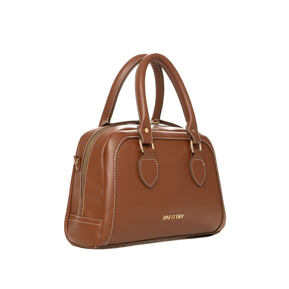 Bolsa Feminina Rafitthy Tote Pequena Costuras Caramelo Caramelo 3