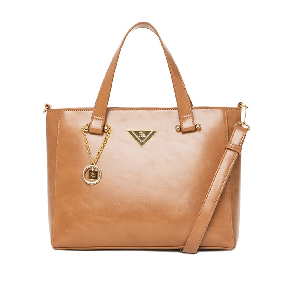 Bolsa Feminina Rafitthy Tote Média Verniz Caramelo