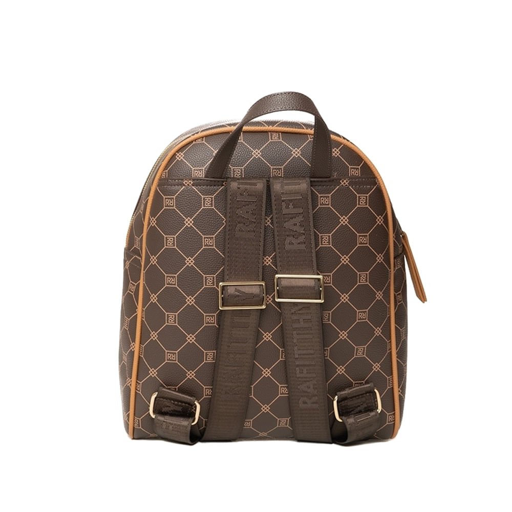 Mochila Feminina Rafitthy Monograma Casual Marrom Marrom 2
