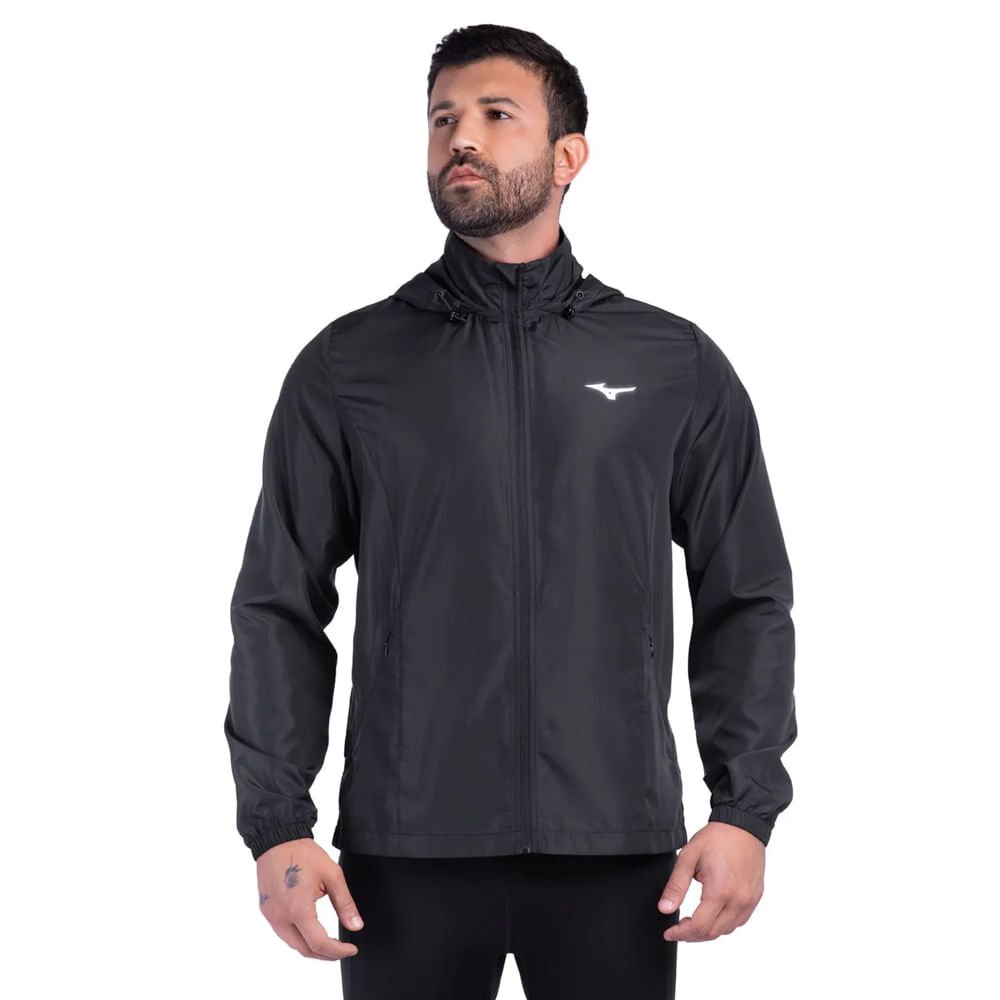 Jaqueta Masculina Mizuno Corta Vento Focus New Corrida Preto