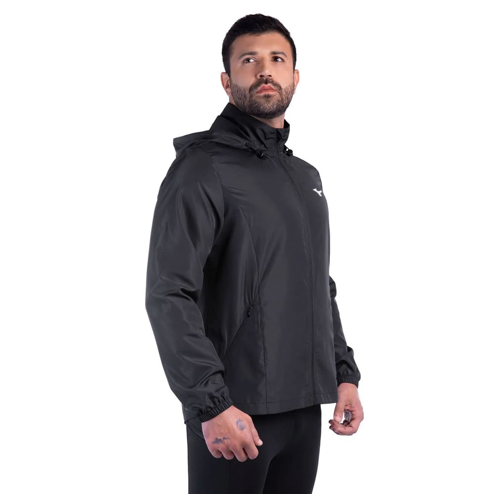 Jaqueta Masculina Mizuno Corta Vento Focus New Corrida Preto Preto 3