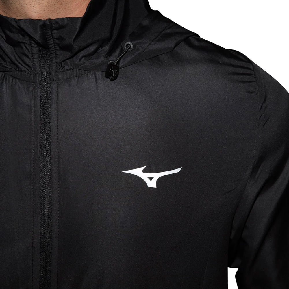 Jaqueta Masculina Mizuno Corta Vento Focus New Corrida Preto Preto 5