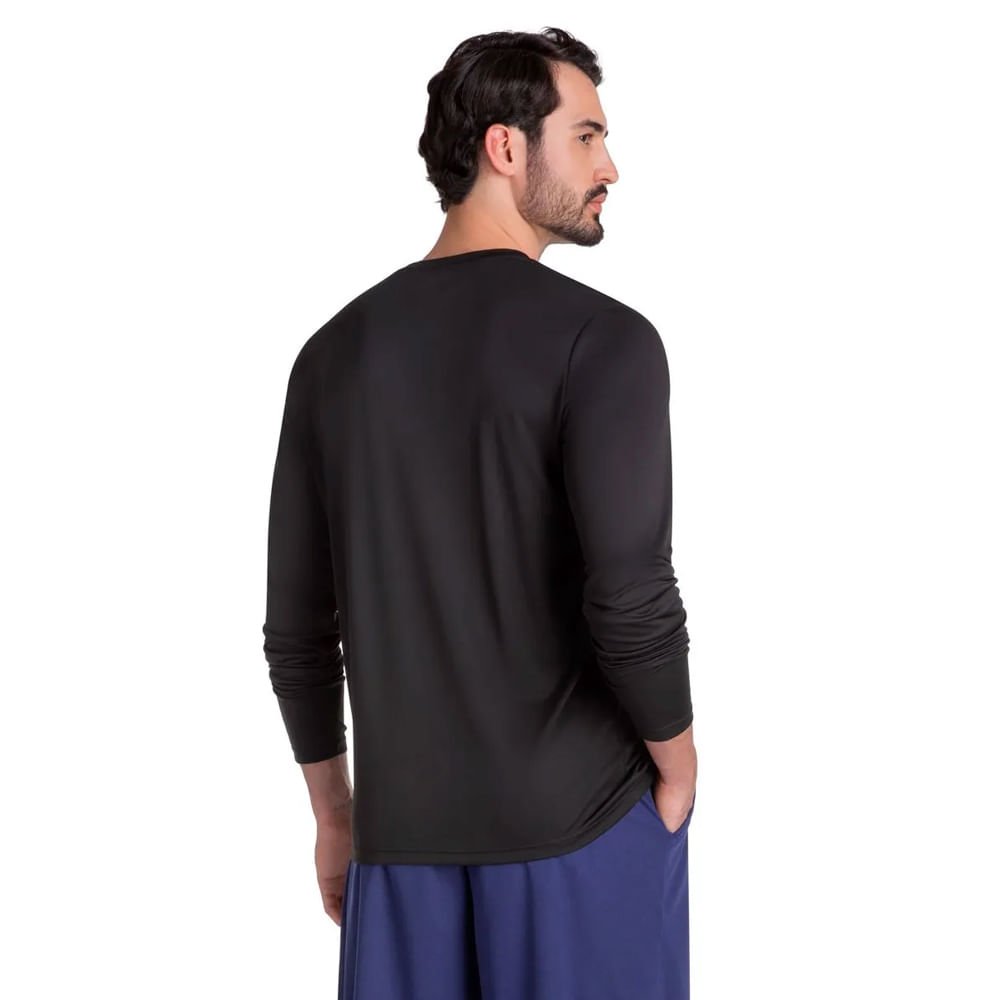 Camiseta Masculina Olympikus Essential UVA/UVB Preto Preto 2