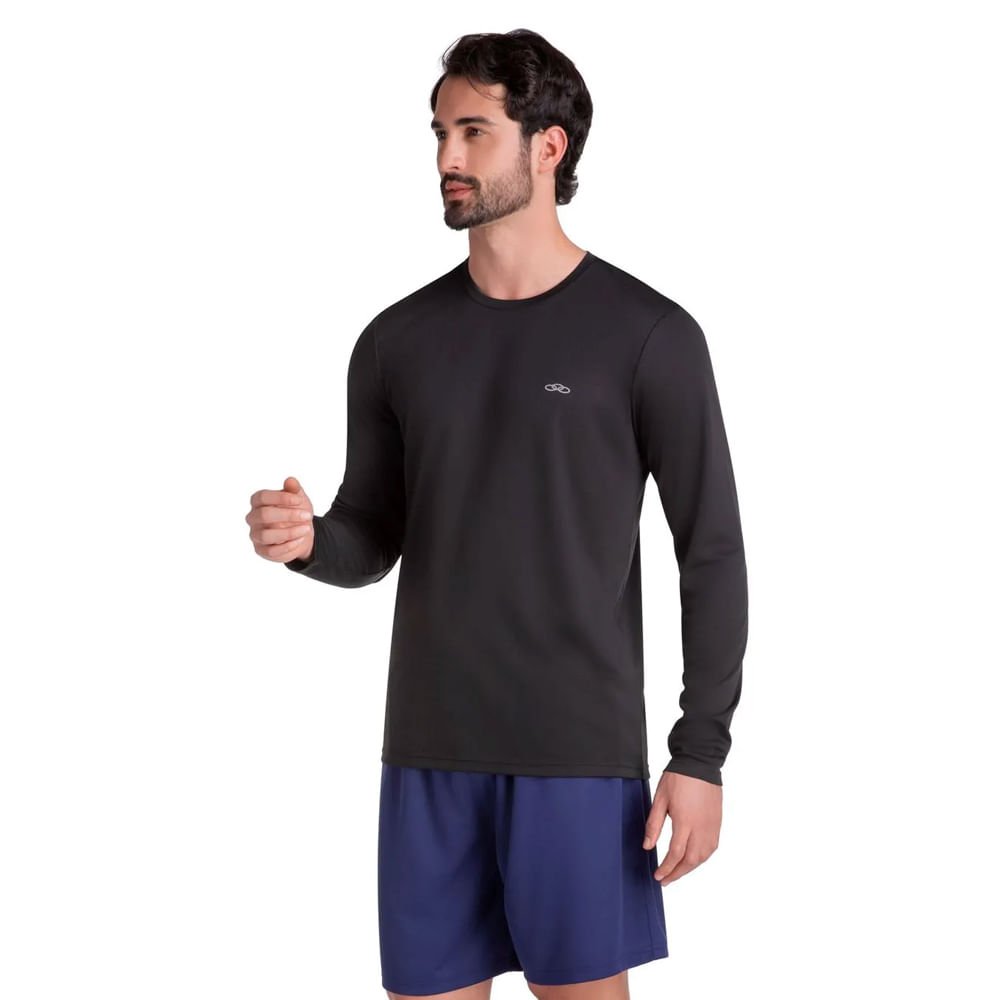 Camiseta Masculina Olympikus Essential UVA/UVB Preto Preto 3