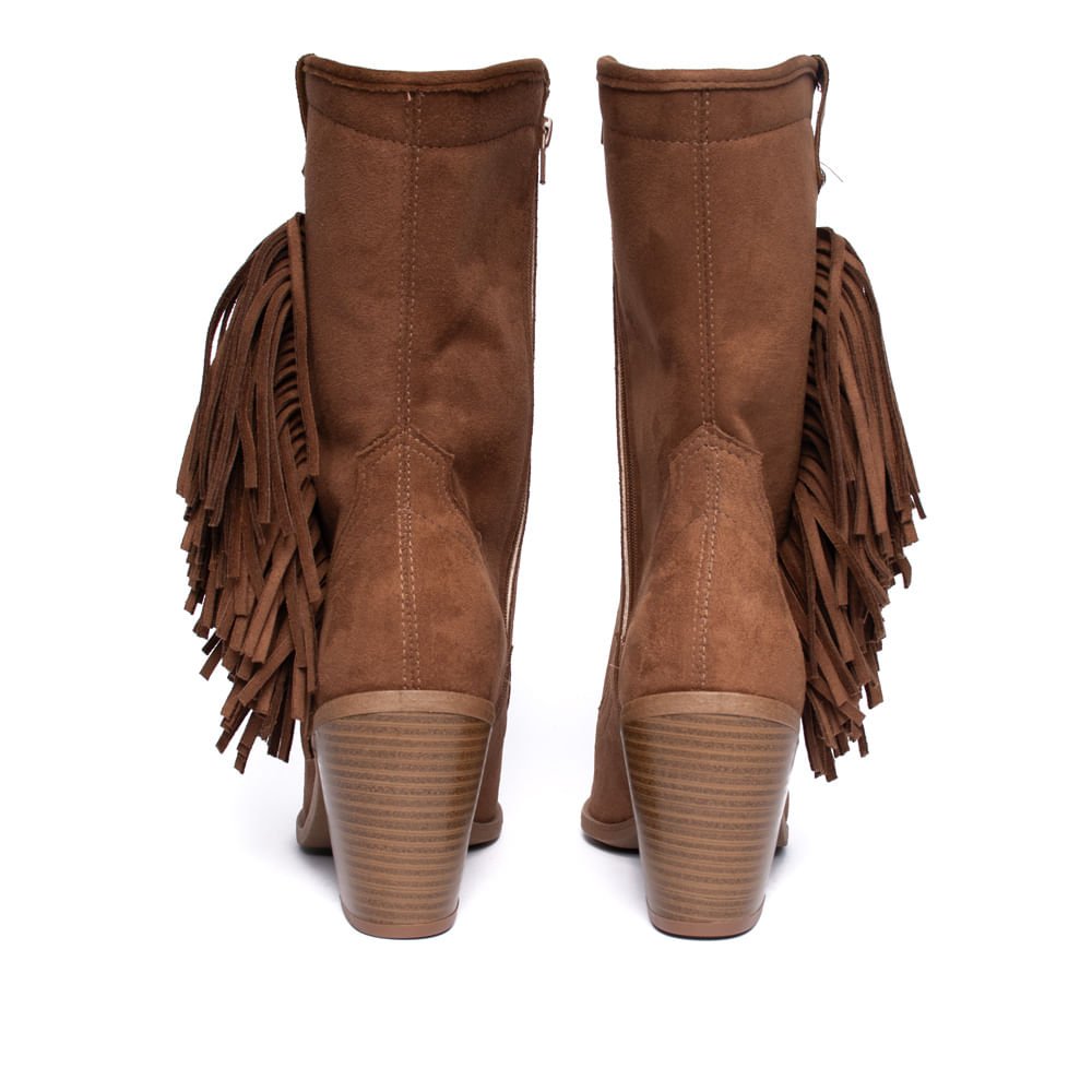 Bota Feminina Moleca Cano Médio Camurça Caramelo Caramelo 3