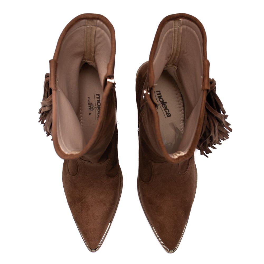Bota Feminina Moleca Cano Médio Camurça Caramelo Caramelo 4