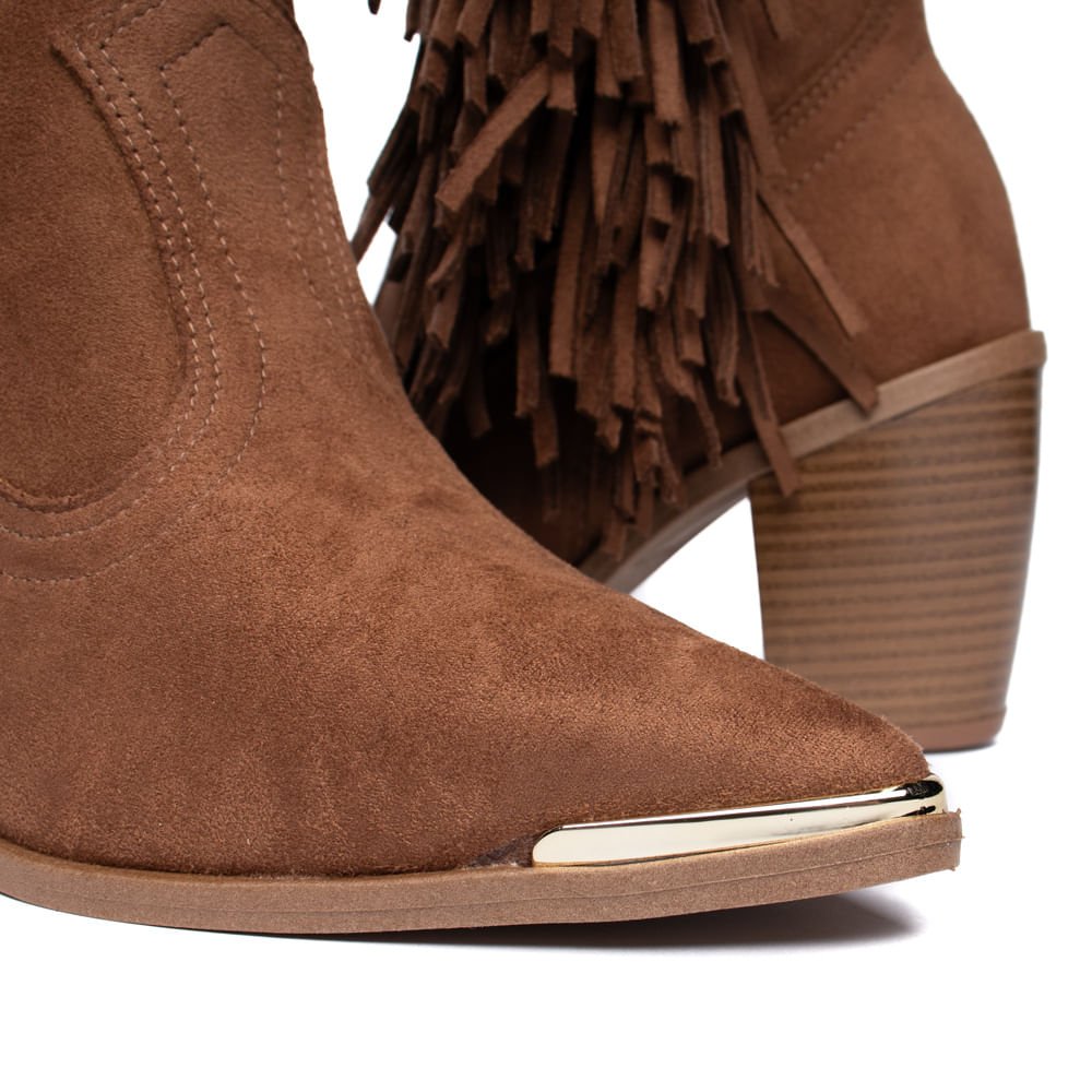Bota Feminina Moleca Cano Médio Camurça Caramelo Caramelo 6
