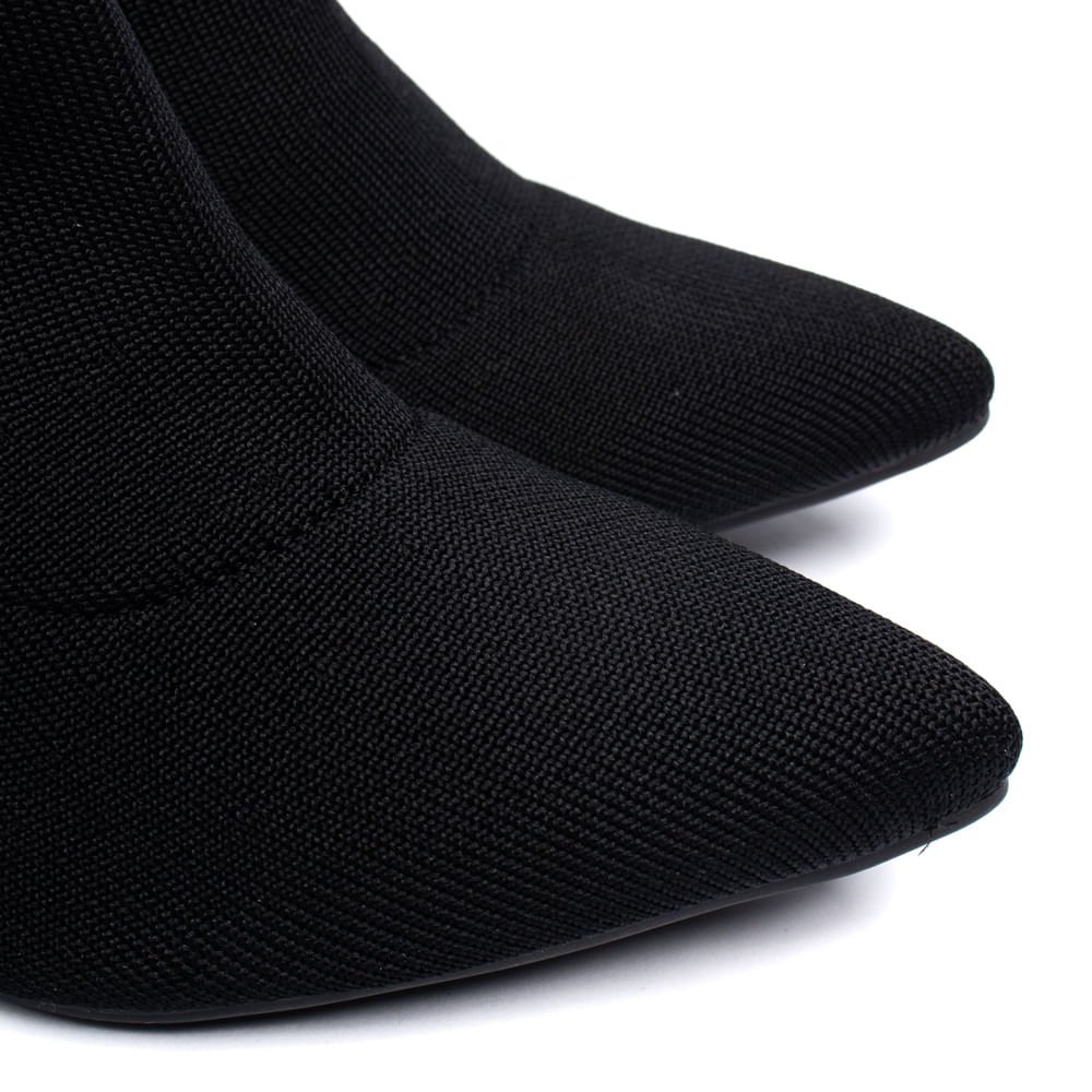 Bota Feminina Via Marte Tech Knit Salto Bloco Preto Preto 5