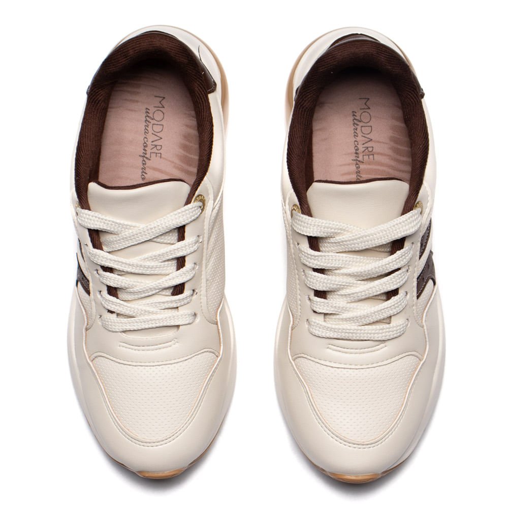 Tênis Feminino Modare Casual Gel Tech Branco/Café Branco 4