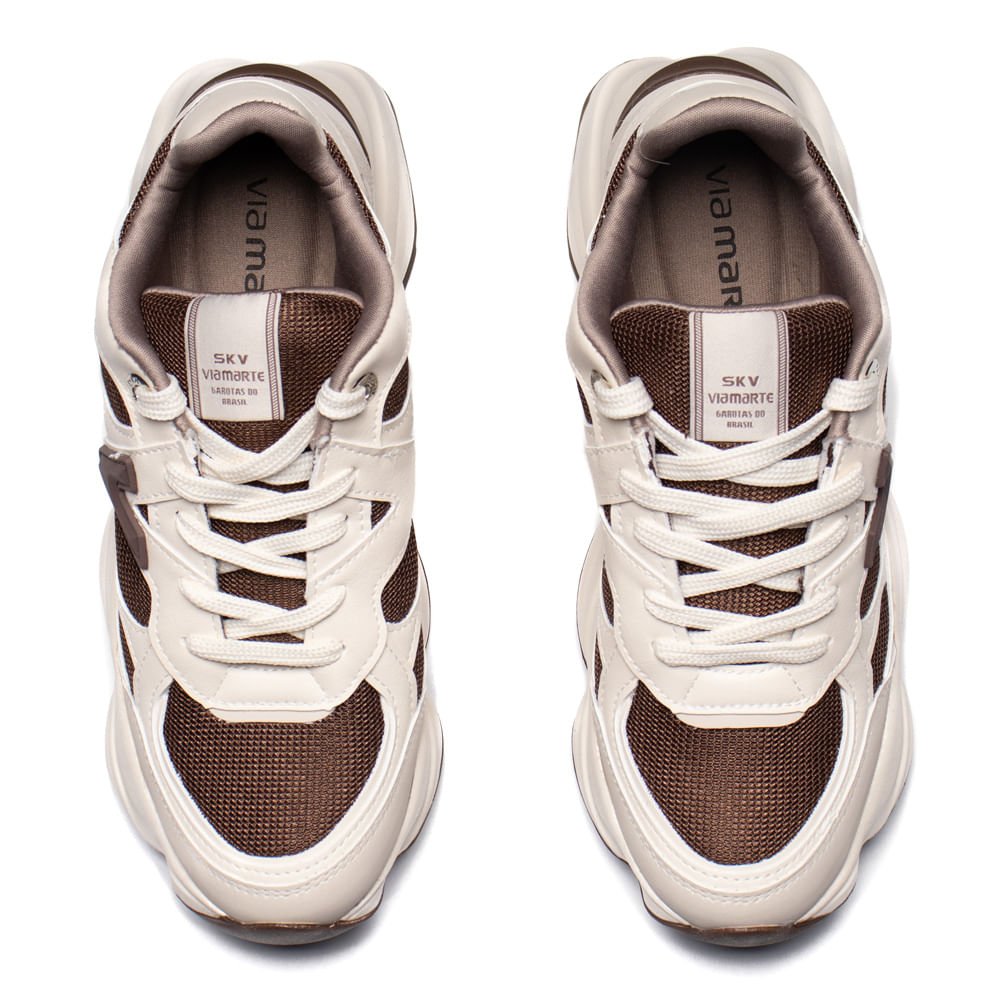 Tênis Feminino Via Marte Chunky Esportivo Off White/Marrom Off White/Marrom 4