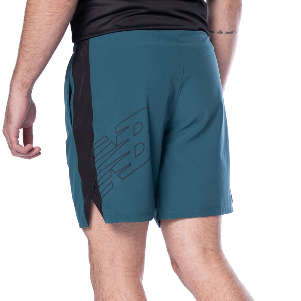 Bermuda Masculina New Balance Tenacity Esporte Verde/Preto Verde 2