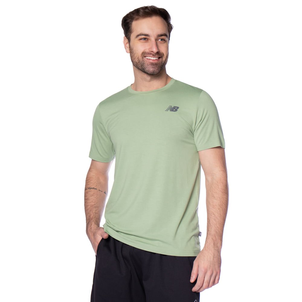 Camiseta Masculina New Balance Active Logo Verde
