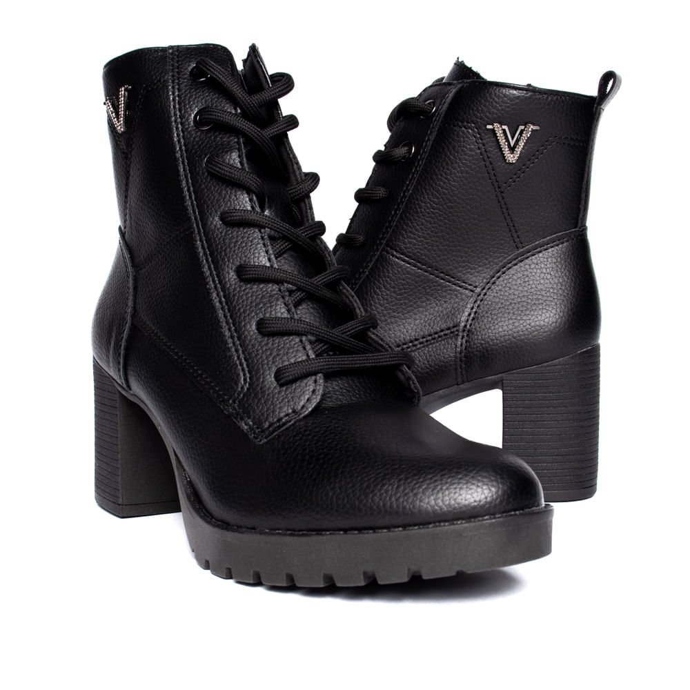 Coturno Feminino Via Marte Napa Burnished Strass Preto Preto 5
