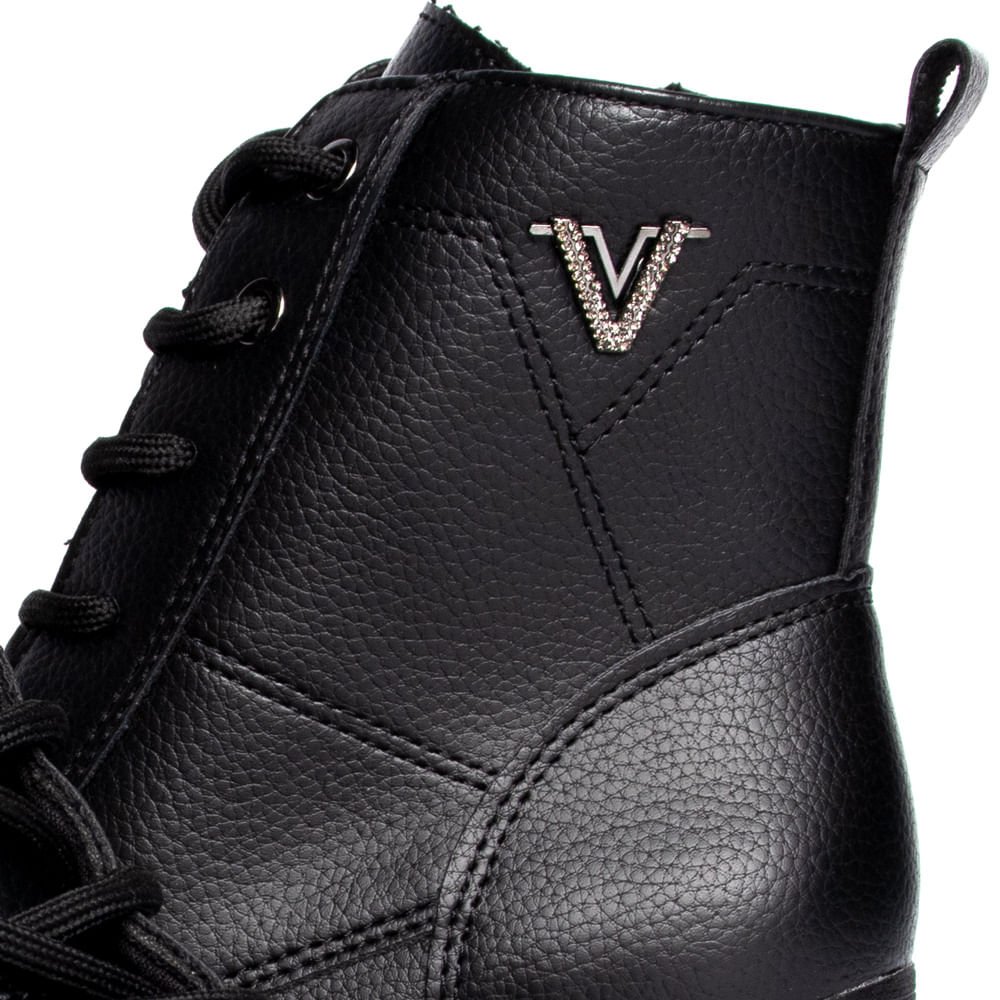 Coturno Feminino Via Marte Napa Burnished Strass Preto Preto 6