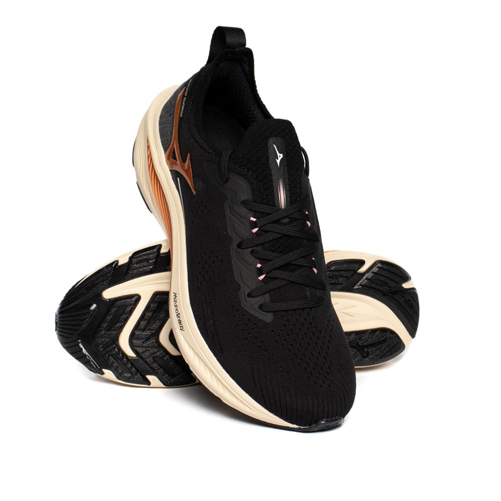 Tênis Feminino Mizuno Sunrise Mesh Preto/Dourado Preto 5