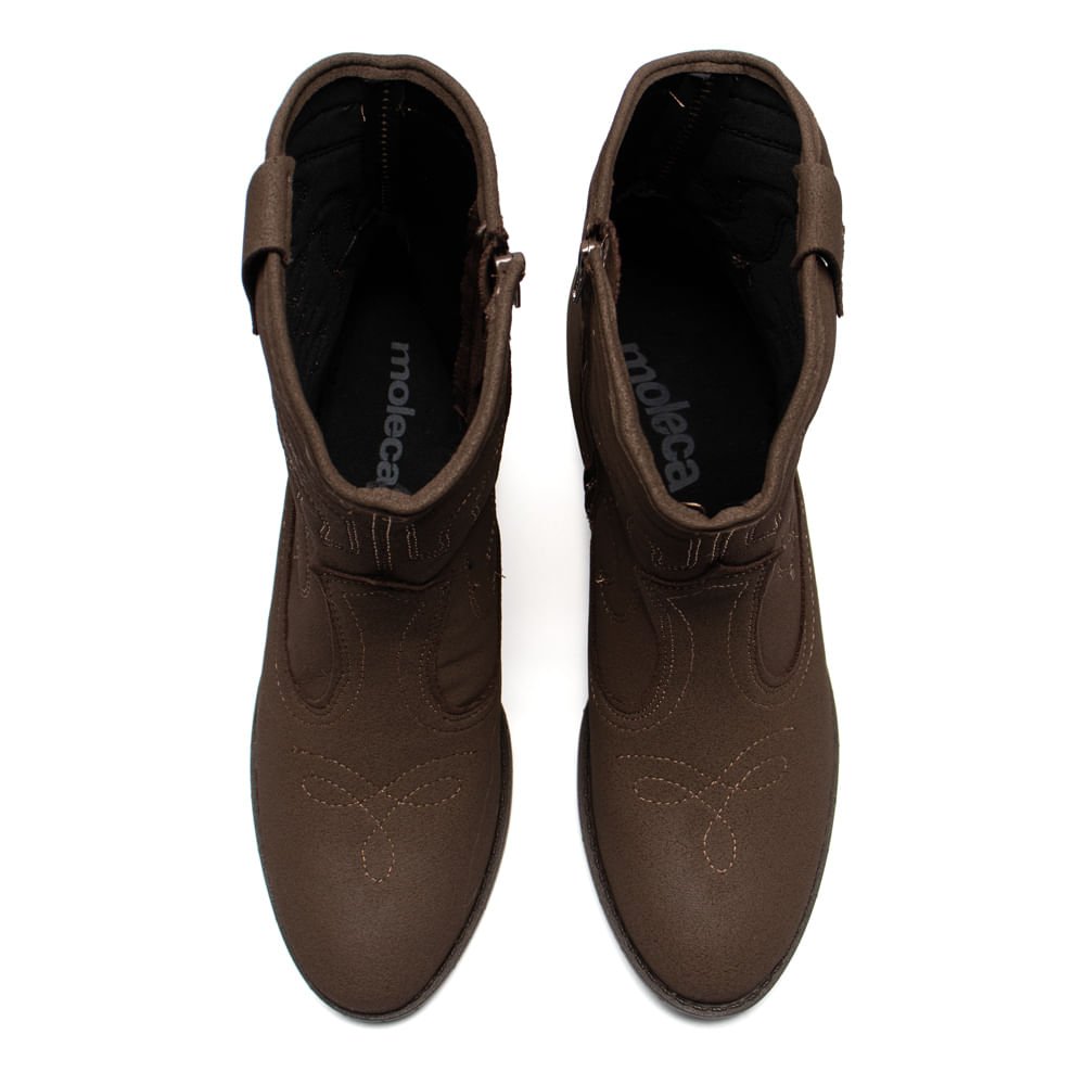 Bota Feminina Moleca Cano Médio Western Camurção Marrom Marrom 5