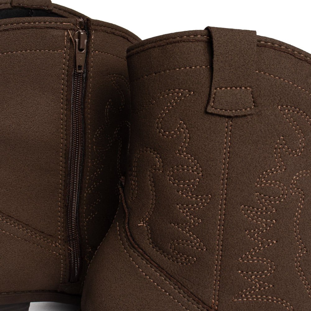 Bota Feminina Moleca Cano Médio Western Camurção Marrom Marrom 6